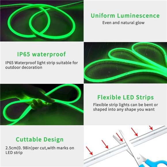 16.4ft LED neon Lights with Remote APP Control IP65 Waterproof Flexible Neon - Picture 6 of 7